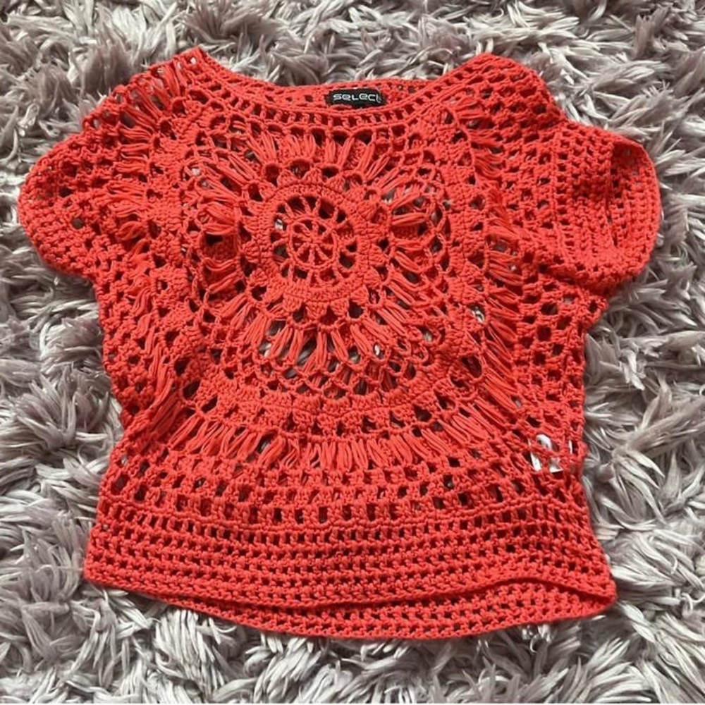 Red crochet top